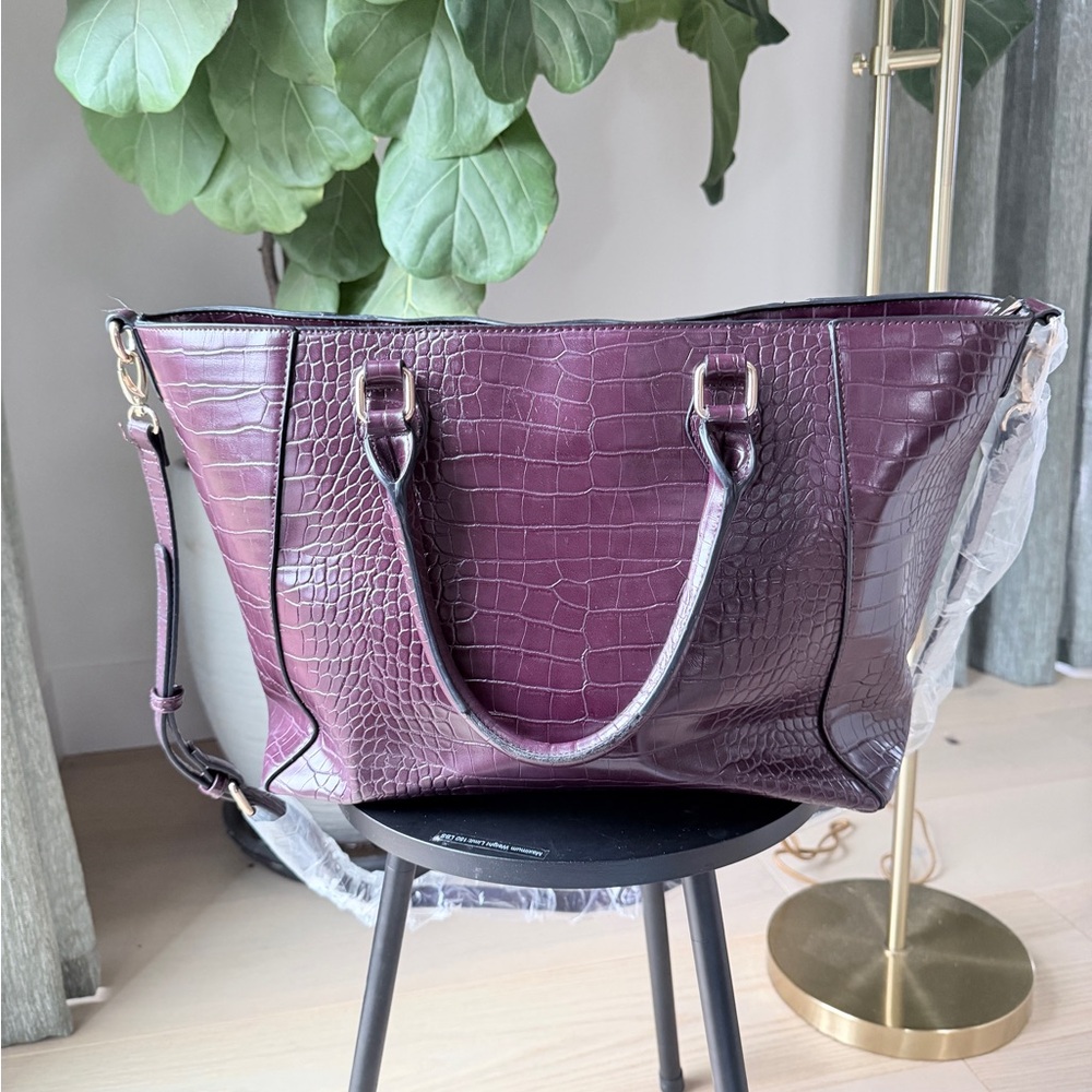 Dune Tote Bag Wine Color  Shoulder And Top Handle